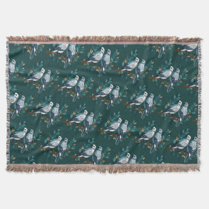 Two Turtle-Dove Stencil-Style Throw Blanket