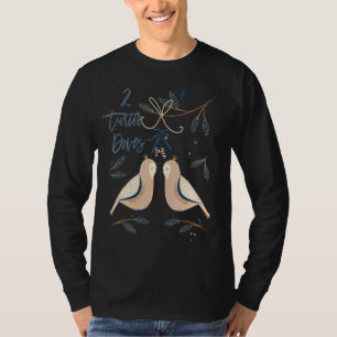 Two Turtle Doves 12 Days Of Christmas Song Coral R T-Shirt