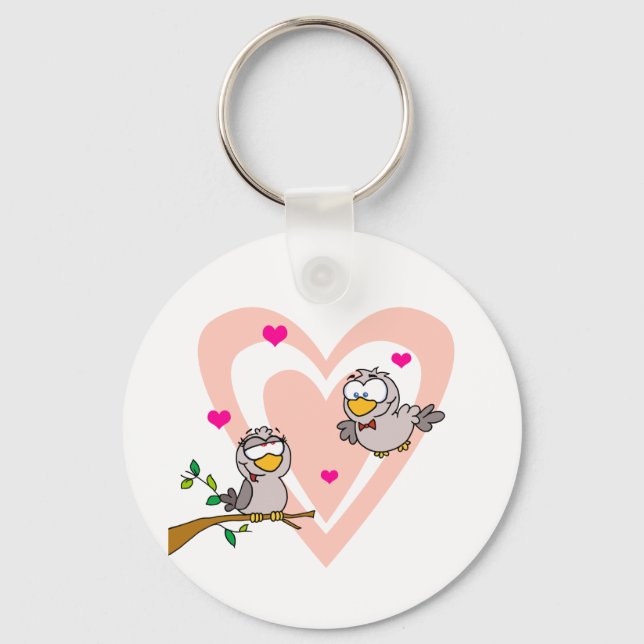 Two Turtle Doves By A Branch Key Ring (Front)