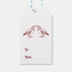 Two Turtle Doves Christmas in Red Gift Tags