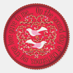 Two turtle doves classic round sticker