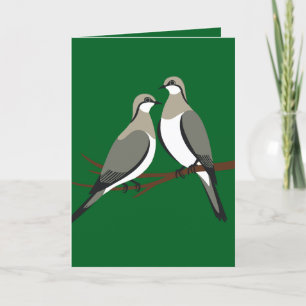 Two Turtle Doves Cut-Out Stencil Retro Style 1 Holiday Card
