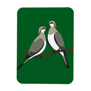Two Turtle Doves Cut-Out Stencil Retro Style 1 Magnet