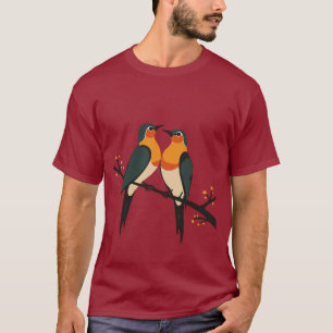 Two Turtle Doves Cut-Out Stencil Retro Style 6 T-Shirt