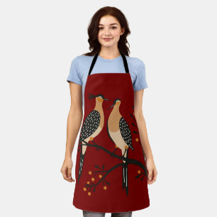 Two Turtle Doves Cut-Out Stencil Retro Style 7 Apron