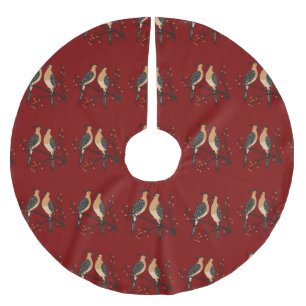 Two Turtle Doves Cut-Out Stencil Retro Style 7 Brushed Polyester Tree Skirt