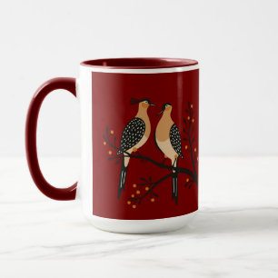 Two Turtle Doves Cut-Out Stencil Retro Style 7 Mug