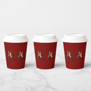 Two Turtle Doves Cut-Out Stencil Retro Style 7 Paper Cups