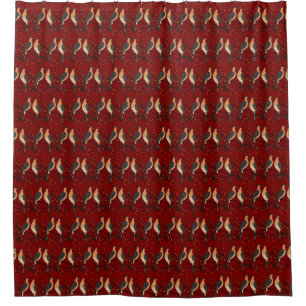 Two Turtle Doves Cut-Out Stencil Retro Style 7 Shower Curtain