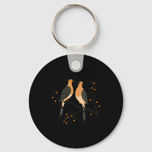 Two Turtle Doves Cut Out Stencil Retro Style 7 T S Key Ring