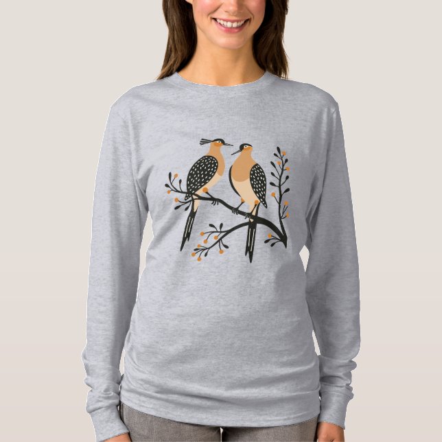 Two Turtle Doves Cut-Out Stencil Retro Style 7 T-Shirt (Front)