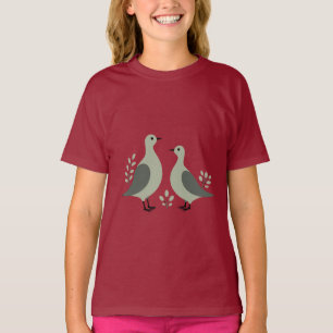 Two Turtle Doves Cut-Out Stencil Retro Style 8 T-Shirt