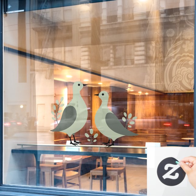 Two Turtle Doves Cut-Out Stencil Retro Style 8 Window Cling (Cafe Window)