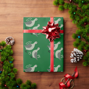 Two Turtle Doves Cut-Out Stencil Retro Style 8 Wrapping Paper