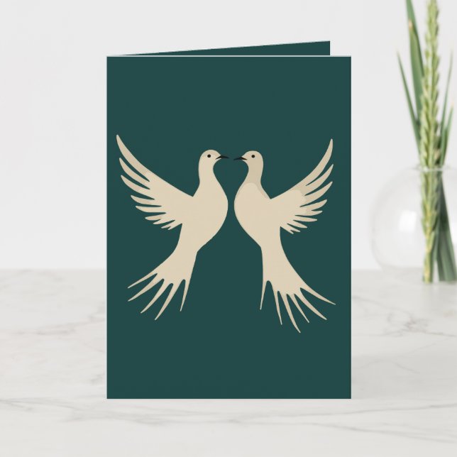 Two Turtle Doves Cut-Out Stencil-Style 2 Holiday Card (Front)