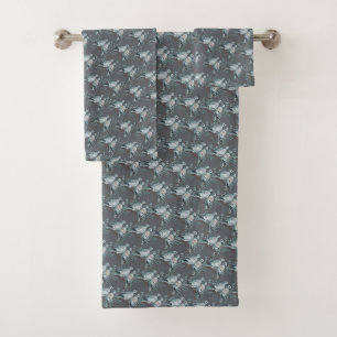 Two Turtle Doves Cut-Out Stencil-Style Bath Towel Set