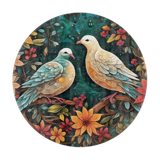 Two Turtle Doves Cutting Board (Front)