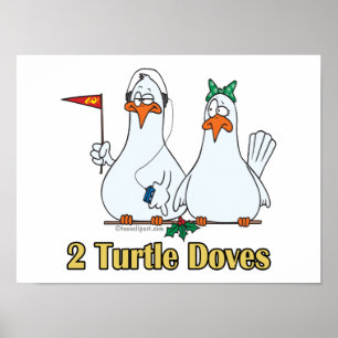 two turtle doves second 2nd day of christmas poster