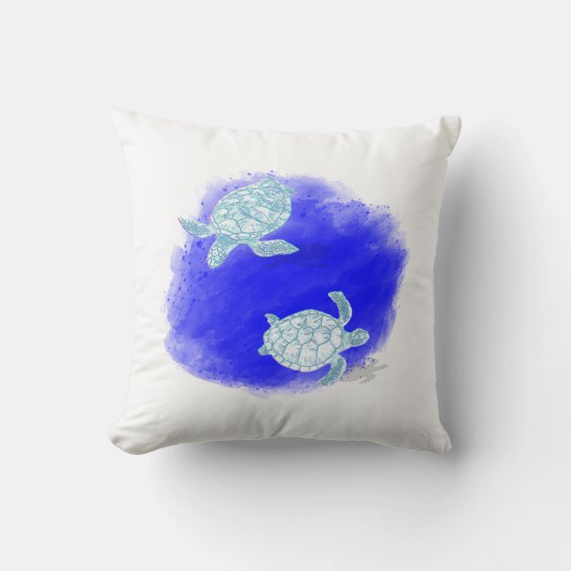 Two Turtles Swimming Cushion (Front)