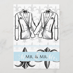 Two Tuxedo Groom Gay Wedding Invitation