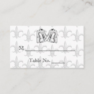 Two Tuxedo Groom Gay Wedding Place Cards