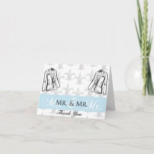 Two Tuxedo Groom Gay Wedding Thank You Card