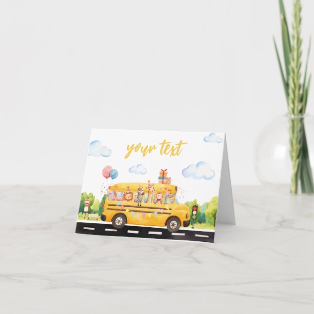 Two Two Two School Bus Food Tent Sign Thank You Card (Front)