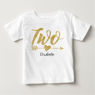 Two Two Years Old Glitter-Print Personalised Baby T-Shirt