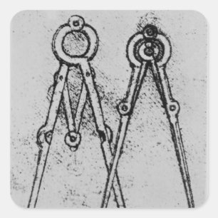 Two types of adjustable-opening compass square sticker