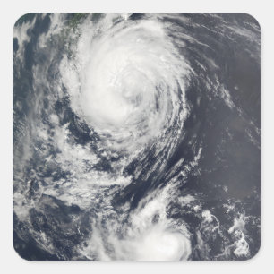Two Typhoon systems approaching the Far East Square Sticker
