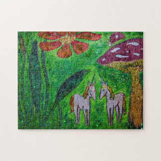 Two Unicorns under a Mushroom Jigsaw Puzzle