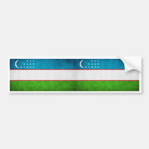TWO Uzbekistan National Flag Bumper Sticker
