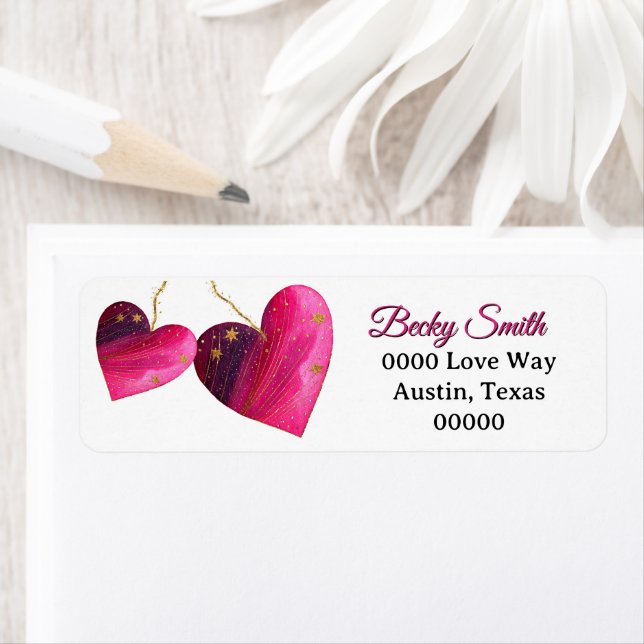 Two Valentines Day Hearts in Pink and Purple (Insitu)