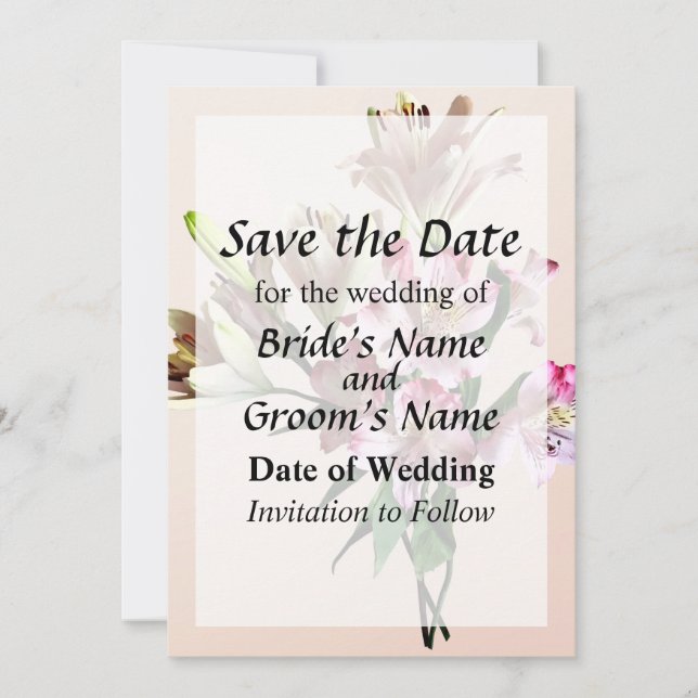 Two Varieties of Pink Lilies Save the Date (Front)