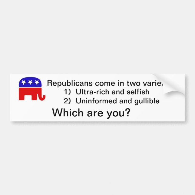 Two varieties of Republicans Bumper Sticker (Front)