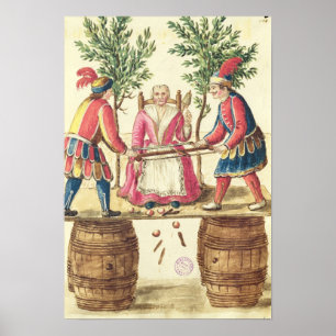 Two Venetian magicians sawing a woman in half Poster
