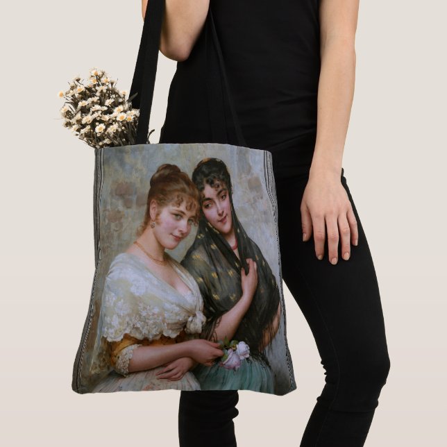 Two Venetian Women by Eugene de Blaas Tote Bag (Close Up)