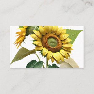 Two Vibrant Sunflowers with Lush Green Leaves Business Card
