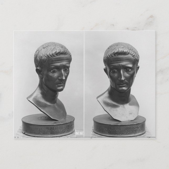 Two views of a bust of Emperor Augustus Postcard (Front)