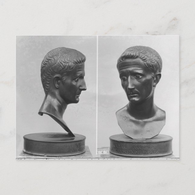 Two views of a bust of Emperor Augustus Postcard (Front)