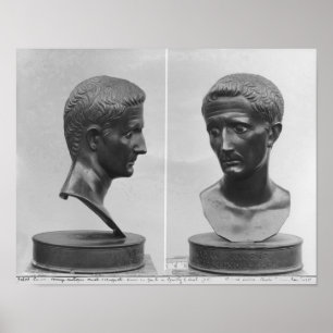 Two views of a bust of Emperor Augustus Poster