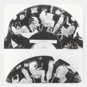 Two views of an attic red-figure cup square sticker