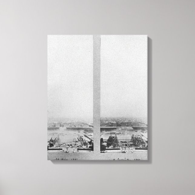 Two views of the construction of the Eiffel 2 Canvas Print (Front)