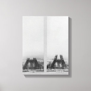 Two views of the construction of the Eiffel Canvas Print