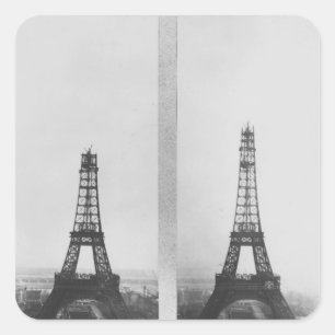 Two views of the construction of the Eiffel Square Sticker