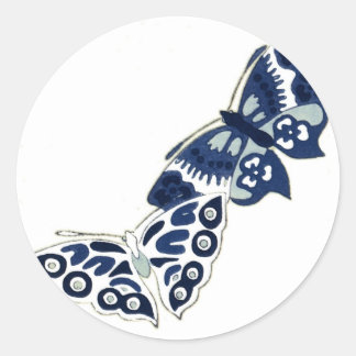 Two Vintage Blue Butterflies Classic Round Sticker