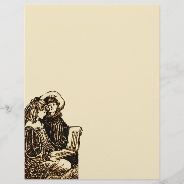 Two Vintage Girls Reading (Front)