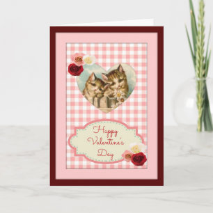 Two Vintage Orange Cats Valentine's Day Card