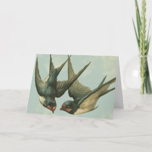 Two Vintage Swallows Card