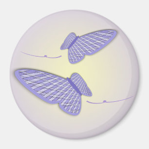 Two Violet and White Gingham Butterflies Artwork Magnet